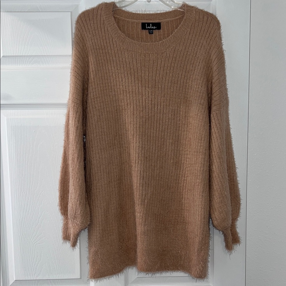 Lulu's Cozy Rose Pink Crew Neck Sweater Dress
